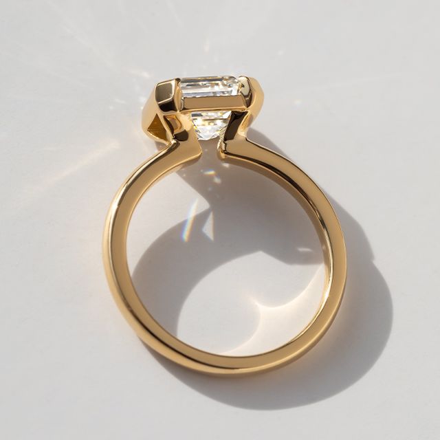 2.00 Carat Asscher Diamond Bezel-Set Yellow Gold Engagement Ring - Avian