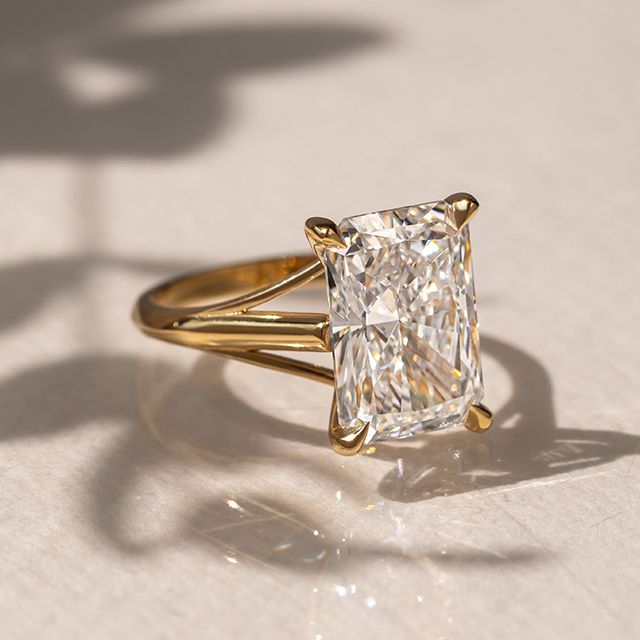 5.00 Carat Radiant Diamond Solitaire Yellow Gold Engagement Ring - Olina