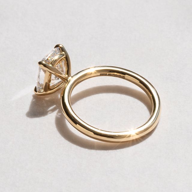 2.50 Carat Elongated Cushion Solitaire Yellow Gold Engagement Ring - Chelsea