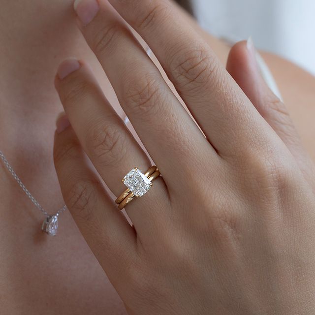 2.50 Carat Elongated Cushion Solitaire Yellow Gold Engagement Ring - Chelsea