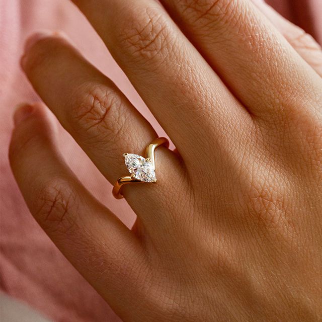 1.00 Carat Marquise Solitaire Yellow Gold Engagement Ring - Ferre