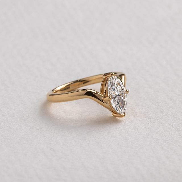 1.00 Carat Marquise Solitaire Yellow Gold Engagement Ring - Ferre