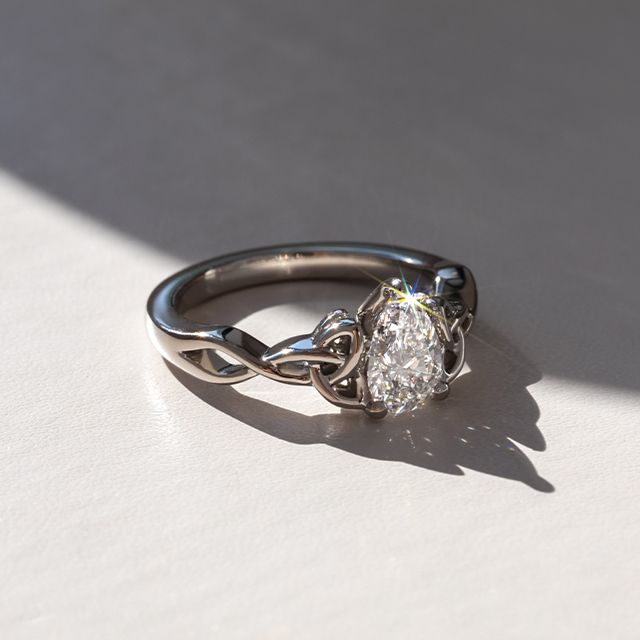 1.00 Carat Pear Diamond Celtic White Gold Engagement Ring - Gaia