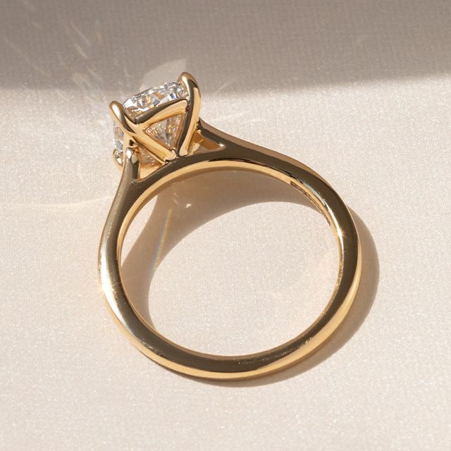 2.00 Carat Elongated Cushion Solitaire Yellow Gold Engagement Ring - Avery