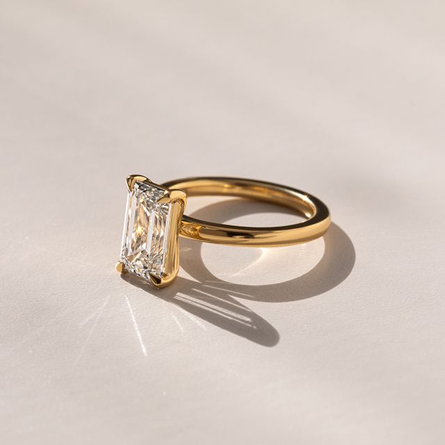 2.00 Carat Emerald Diamond Solitaire Yellow Gold Engagement Ring - Chelsea