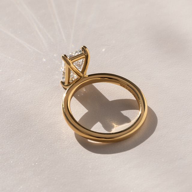 2.00 Carat Emerald Diamond Solitaire Yellow Gold Engagement Ring - Chelsea