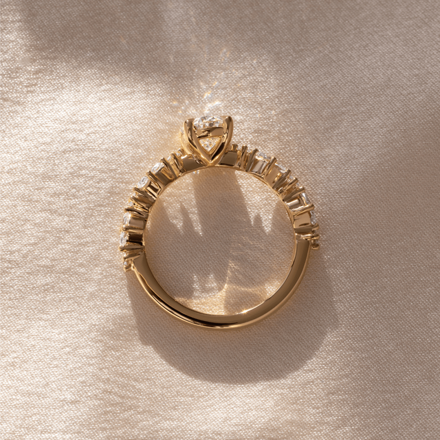 1.00 Carat Oval Diamond Band Yellow Gold Engagement Ring - Laura