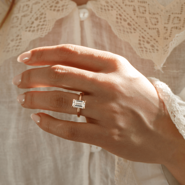 2.00 Carat Emerald Diamond Solitaire Yellow Gold Engagement Ring - Chelsea