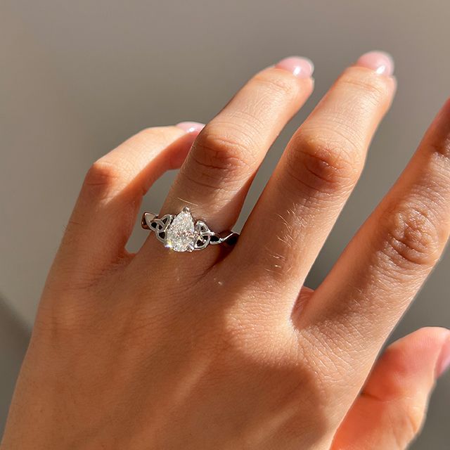 1.00 Carat Pear Diamond Celtic White Gold Engagement Ring - Gaia