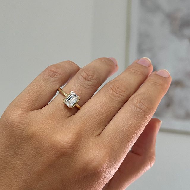 1.50 Carat Emerald Diamond Solitaire Yellow Gold Engagement Ring - Avian