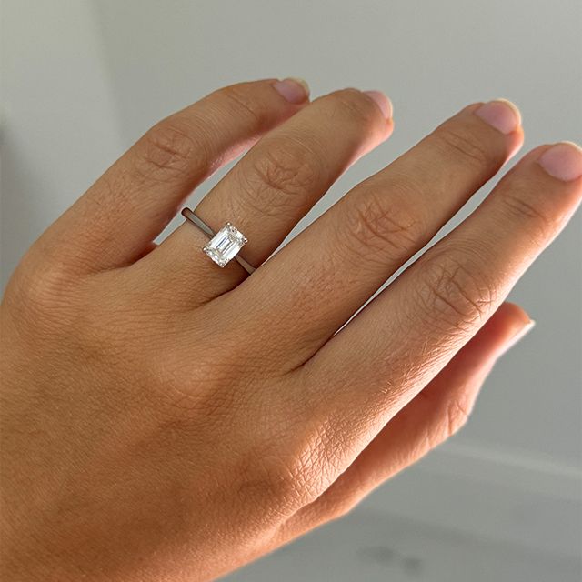 1.00 Carat Emerald Cut Diamond Solitaire Engagement Ring - Tulip