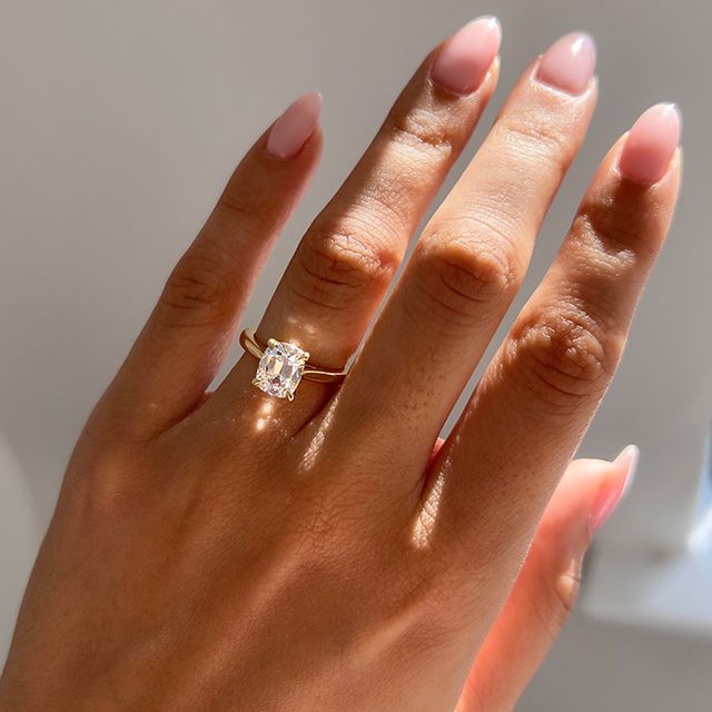 1.50 Carat Old Mine Cushion-Cut Diamond Solitaire Engagement Ring In Yellow Gold - Avery