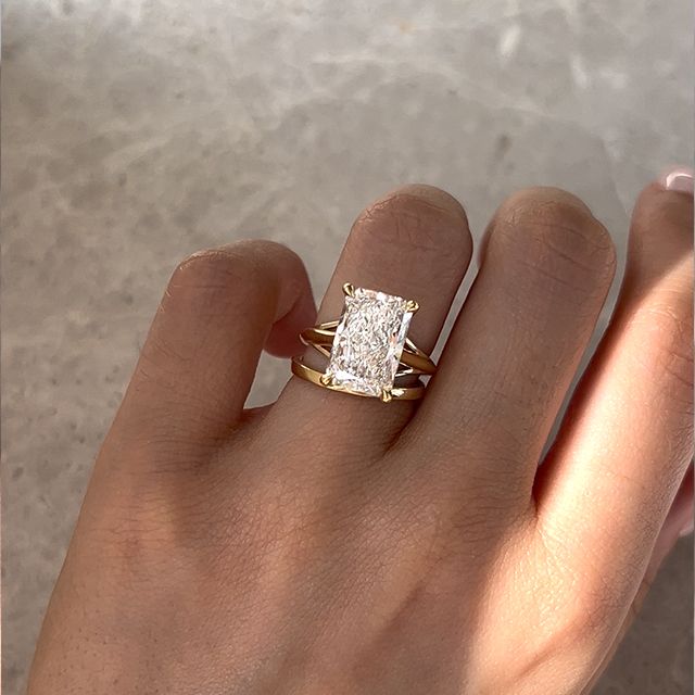 5.00 Carat Radiant Diamond Solitaire Yellow Gold Engagement Ring - Olina