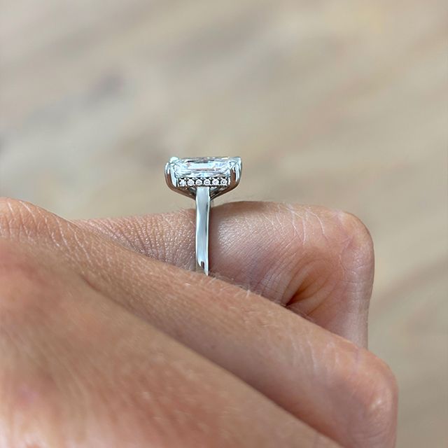3.00 Carat Radiant Diamond Hidden Halo White Gold  Engagement Ring - Geraldine