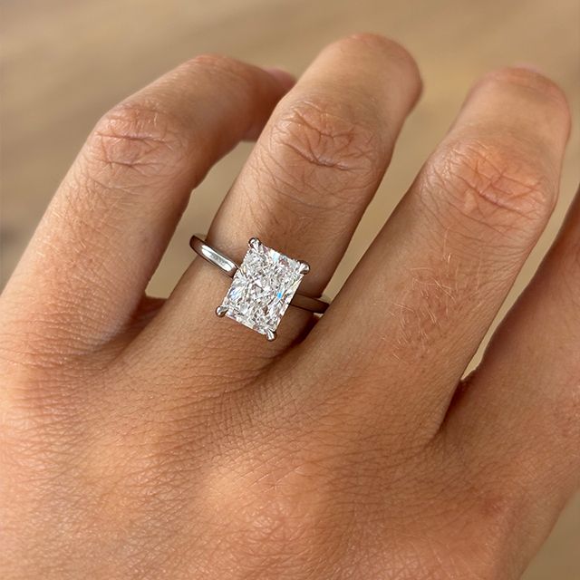3.00 Carat Radiant Diamond Hidden Halo White Gold  Engagement Ring - Geraldine