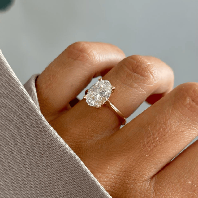 2.50 Carat Lab Grown Oval Hidden Halo Ring In Yellow Gold - Juliette
