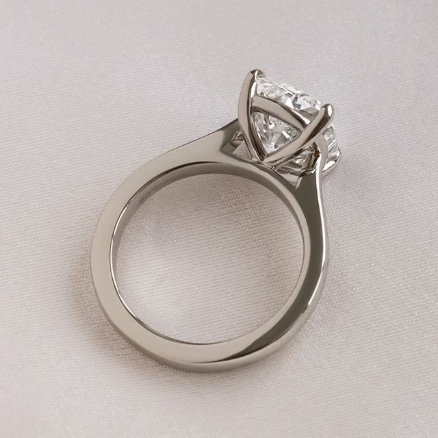 4.00 Carat Elongated Cushion Solitaire White Gold Engagement Ring - Avery