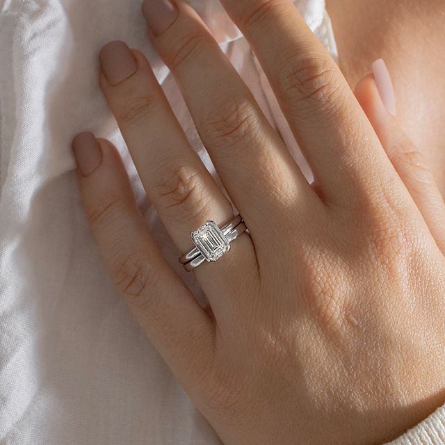 2.00 Carat Emerald Diamond Solitaire White Gold Engagement Ring - Avian