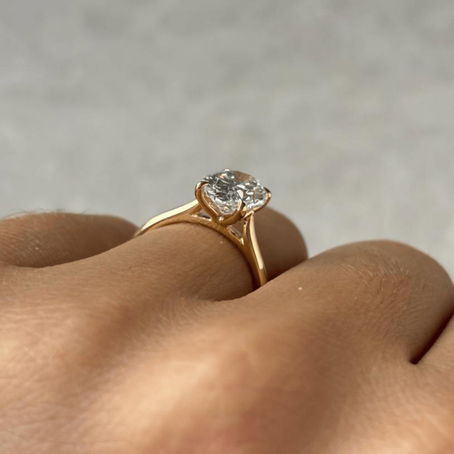 2.50 Carat Oval Diamond Solitaire Yellow Gold Engagement Ring - Odette