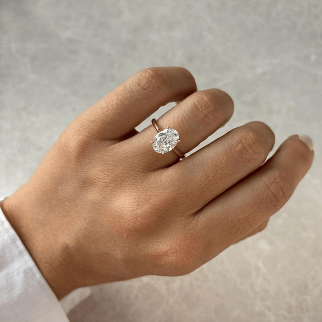 2.50 Carat Oval Diamond Solitaire Yellow Gold Engagement Ring - Odette