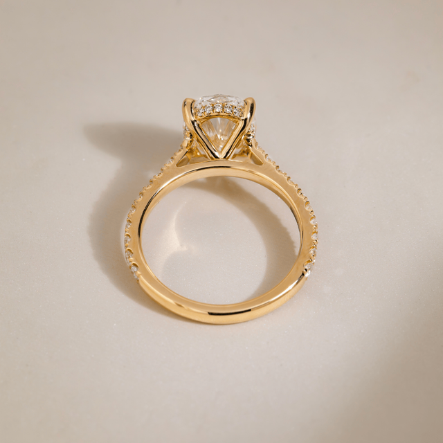 3.00 Carat Oval Diamond Band Yellow Gold Engagement Ring - Aisha