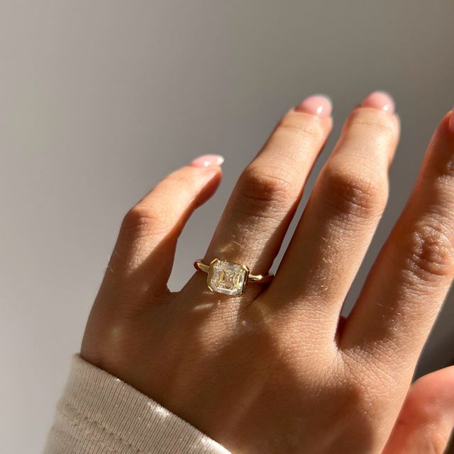 2.00 Carat Asscher Diamond Bezel-Set Yellow Gold Engagement Ring - Avian