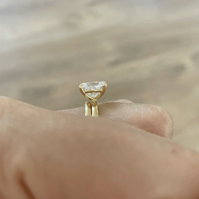 2.50 Carat Elongated Cushion Solitaire Yellow Gold Engagement Ring - Chelsea