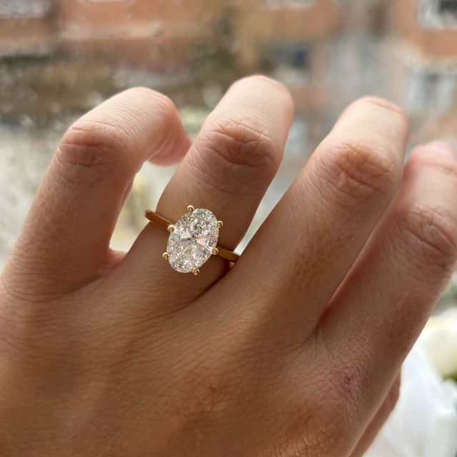 3.00 Carat Oval Diamond Solitaire Yellow Gold Engagement Ring - Rose