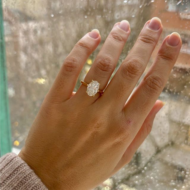 3.00 Carat Oval Diamond Solitaire Yellow Gold Engagement Ring - Rose