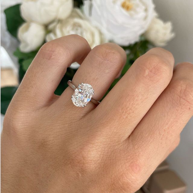 2.70 Carat Oval Diamond Solitaire White Gold Engagement Ring - Fiara