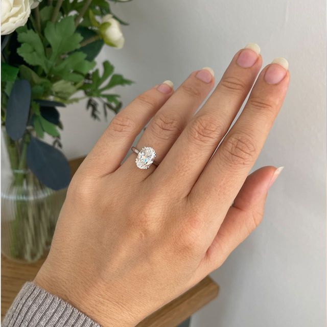 2.70 Carat Oval Diamond Solitaire White Gold Engagement Ring - Fiara