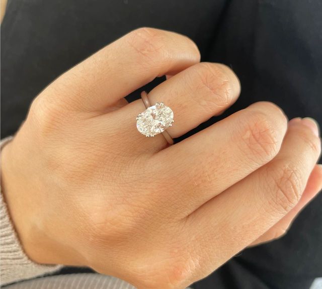 2.70 Carat Oval Diamond Solitaire White Gold Engagement Ring - Fiara