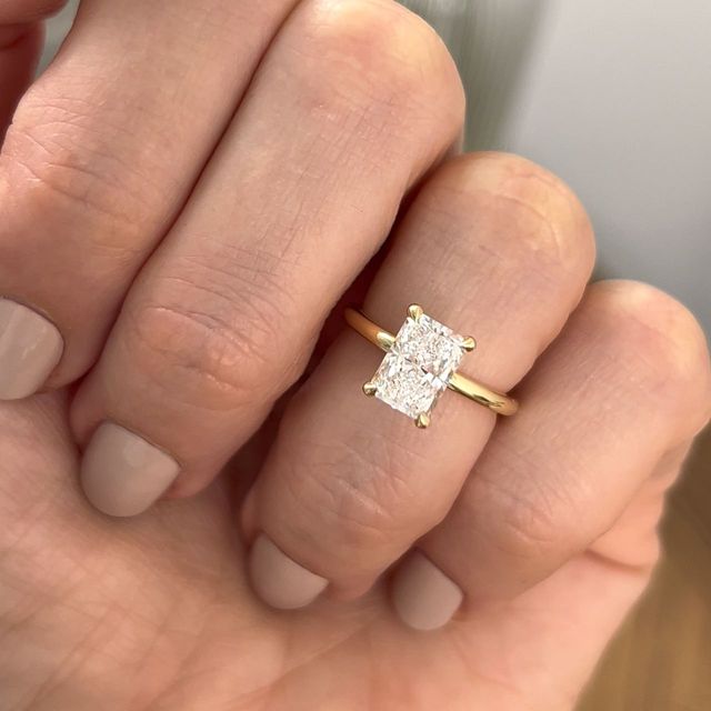 1.50 Carat Radiant Diamond Solitaire Yellow Gold Engagement Ring - Chelsea