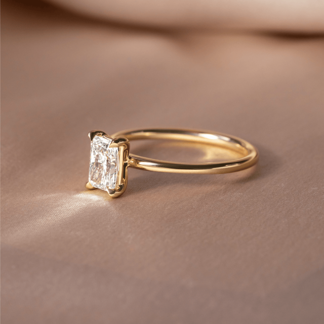 1.50 Carat Radiant Diamond Solitaire Yellow Gold Engagement Ring - Chelsea