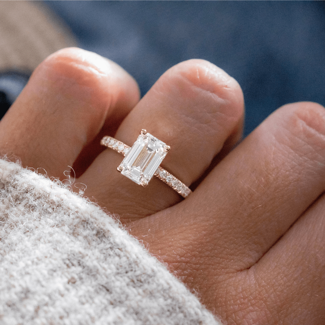 2.50 Carat Emerald Hidden Halo Diamond Band Yellow Gold Engagement Ring - Samara