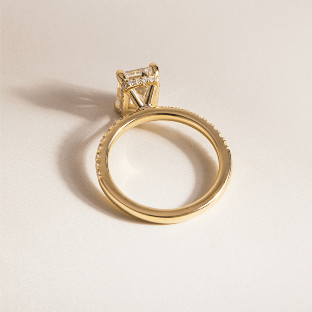 2.50 Carat Emerald Hidden Halo Diamond Band Yellow Gold Engagement Ring - Samara