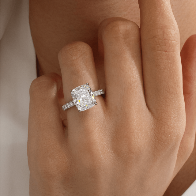 5.00 Carat Elongated Cushion Diamond Band Platinum Engagement Ring - Jiani
