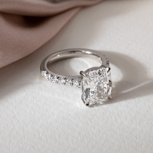 5.00 Carat Elongated Cushion Diamond Band Platinum Engagement Ring - Jiani