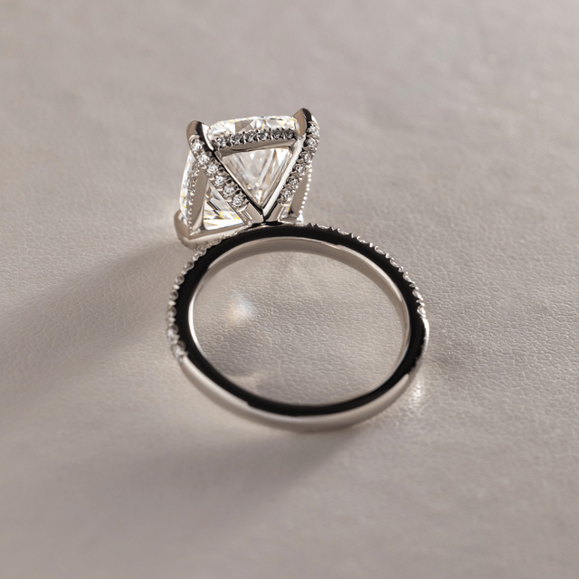 5.00 Carat Elongated Cushion Diamond Band Platinum Engagement Ring - Serene