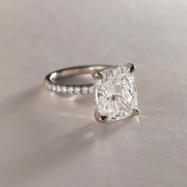 5.00 Carat Elongated Cushion Diamond Band Platinum Engagement Ring - Serene