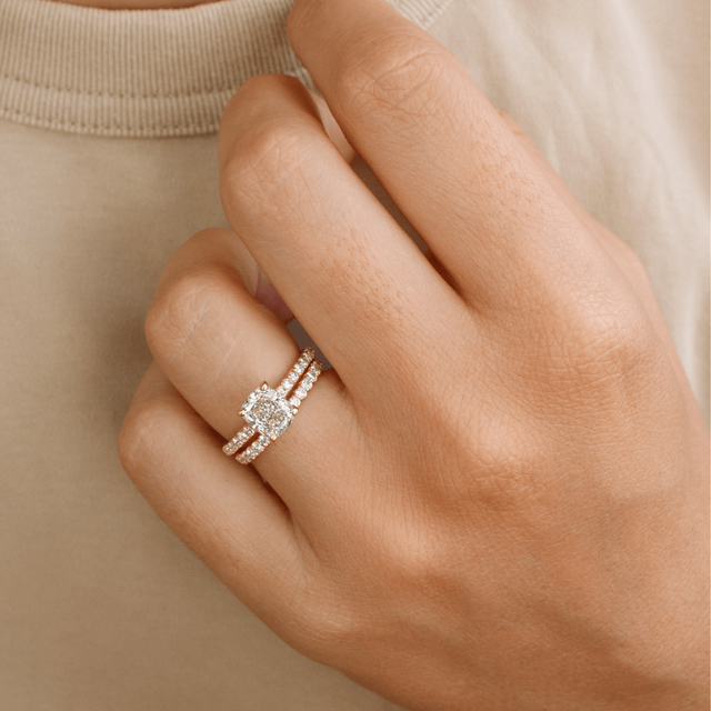 1.50 Carat Elongated Cushion Diamond Band Yellow Gold Engagement Ring - Aalia