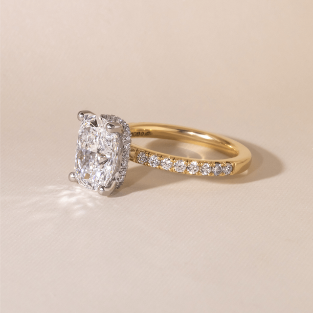 2.70 Carat Elongated Cushion Diamond Band Two Tone Engagement Ring - Samara