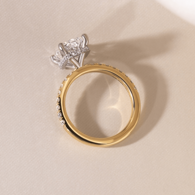 2.70 Carat Elongated Cushion Diamond Band Two Tone Engagement Ring - Samara