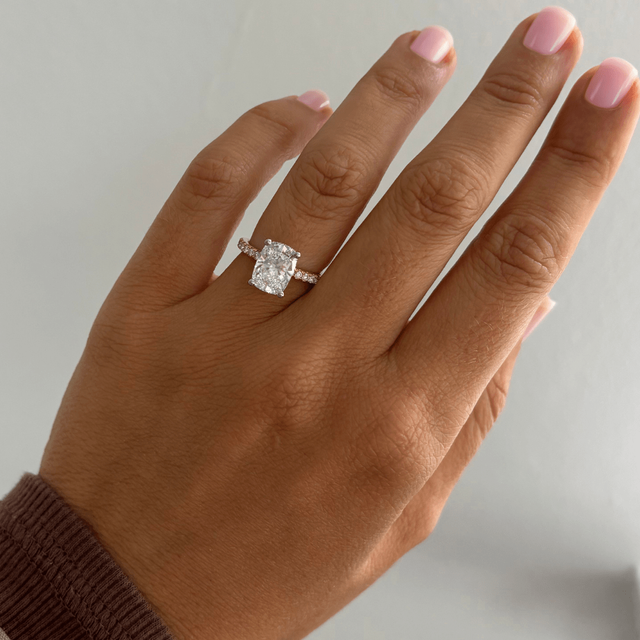 2.70 Carat Elongated Cushion Diamond Band Two Tone Engagement Ring - Samara