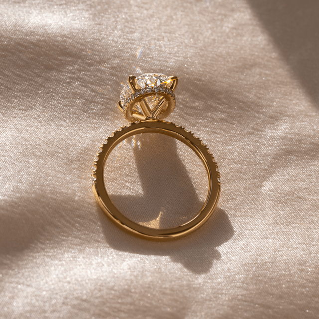 3.50 Carat Oval Hidden Halo Yellow Gold Engagement Ring - Samara