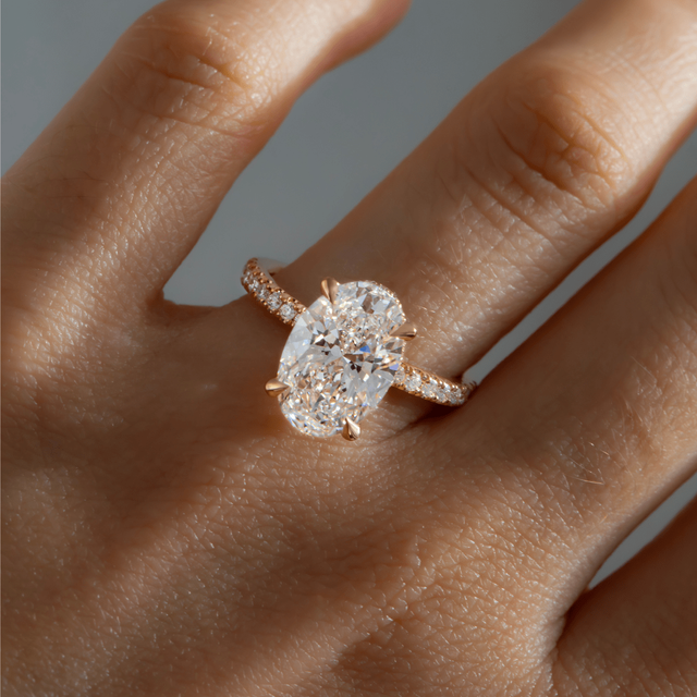 3.50 Carat Oval Hidden Halo Yellow Gold Engagement Ring - Samara