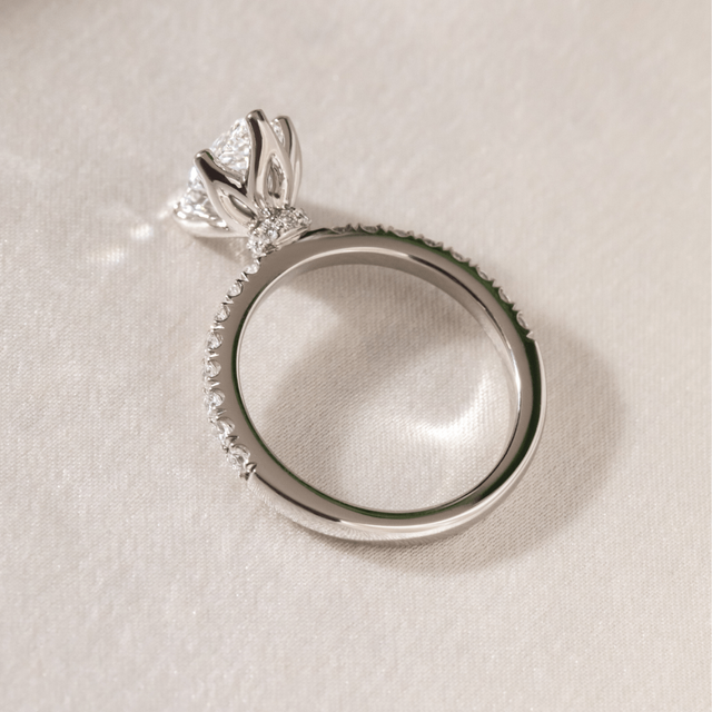 1.50 Carat Pear Hidden Halo Diamond Band Platinum Engagement Ring - Jennifer