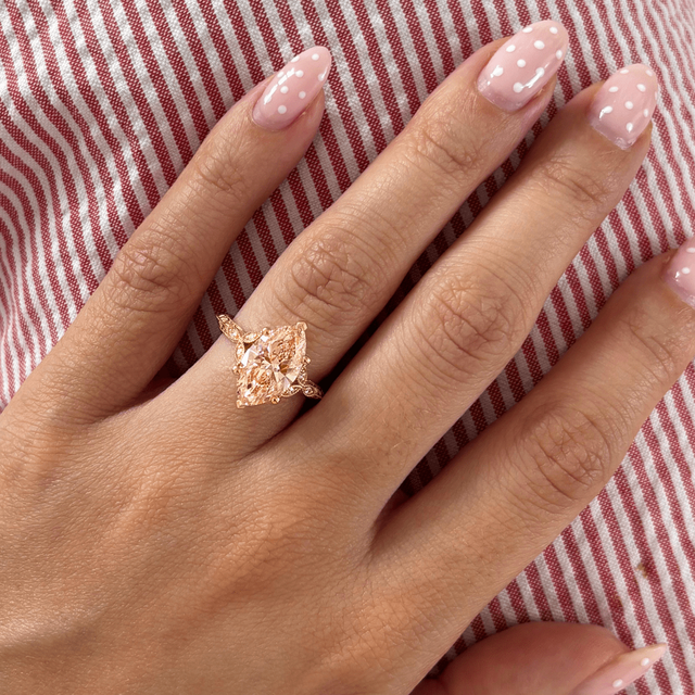 3.00 Carat Marquise Pink Diamond Cluster Rose Gold Engagement Ring - Feis