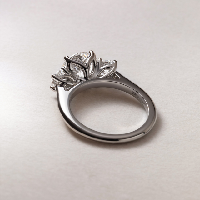 1.80 Carat Round Diamond Trilogy Platinum Engagement Ring - Rohini