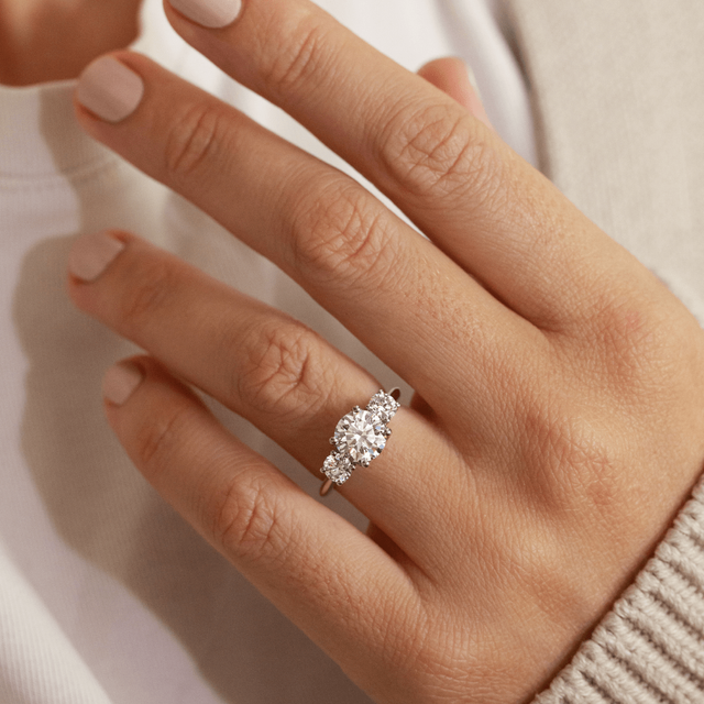 1.80 Carat Round Diamond Trilogy Platinum Engagement Ring - Rohini